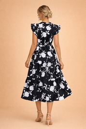 Summer Dress for Women – Elegant Fitted Black Summer Dress – Sue
