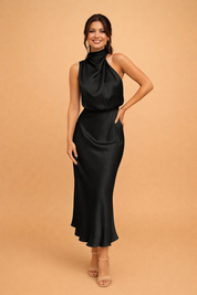 One-Shoulder Midi Dress for Women – Elegant Occasion Dress – Madelyn