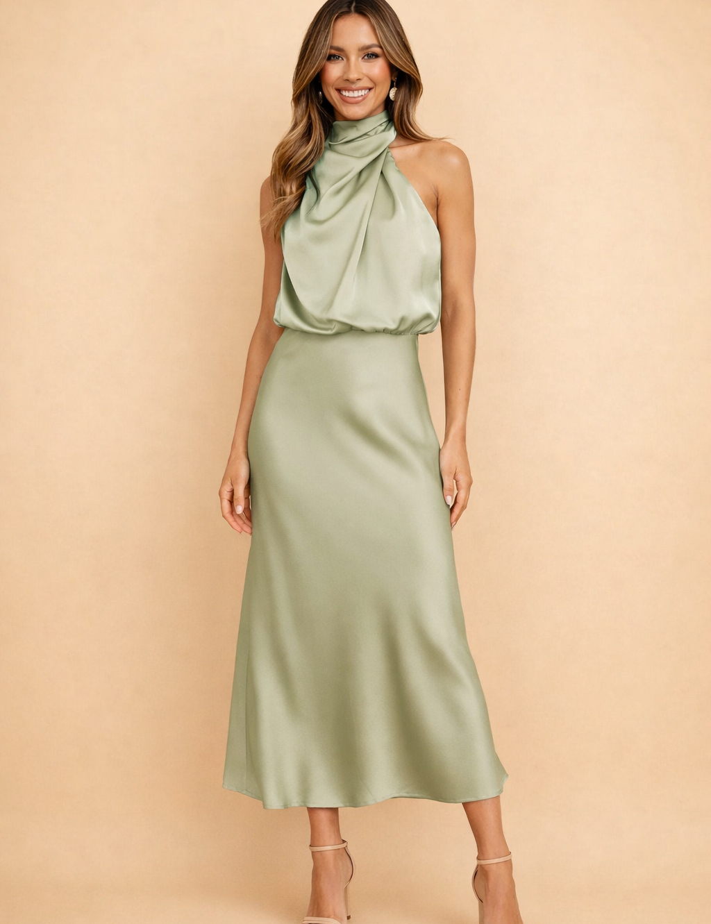 One-Shoulder Midi Dress for Women – Elegant Occasion Dress – Madelyn