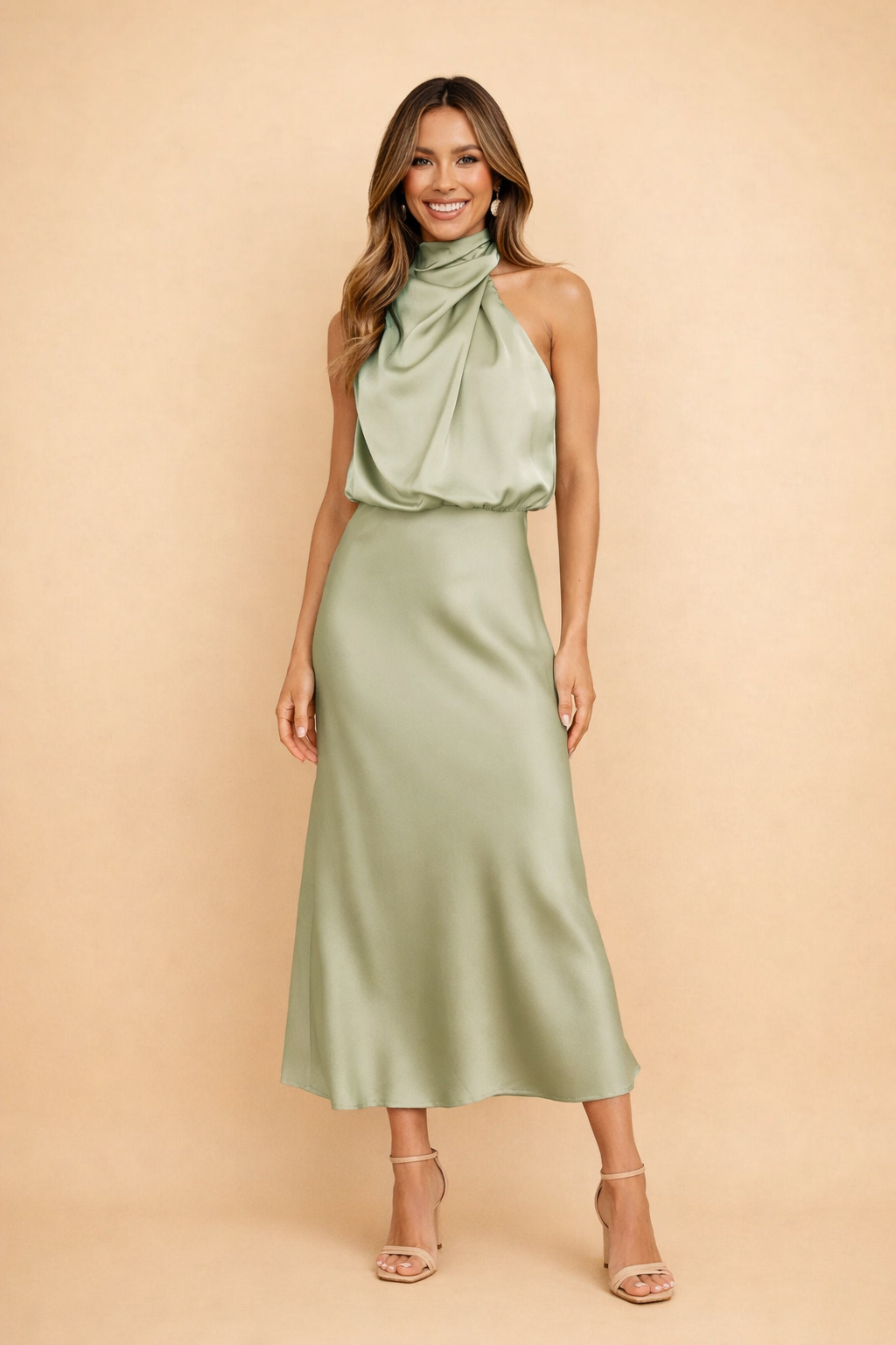 One-Shoulder Midi Dress for Women – Elegant Occasion Dress – Madelyn