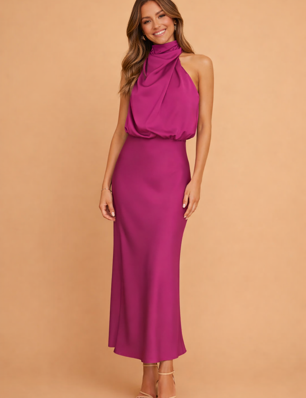 One-Shoulder Midi Dress for Women – Elegant Occasion Dress – Madelyn