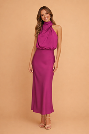 One-Shoulder Midi Dress for Women – Elegant Occasion Dress – Madelyn