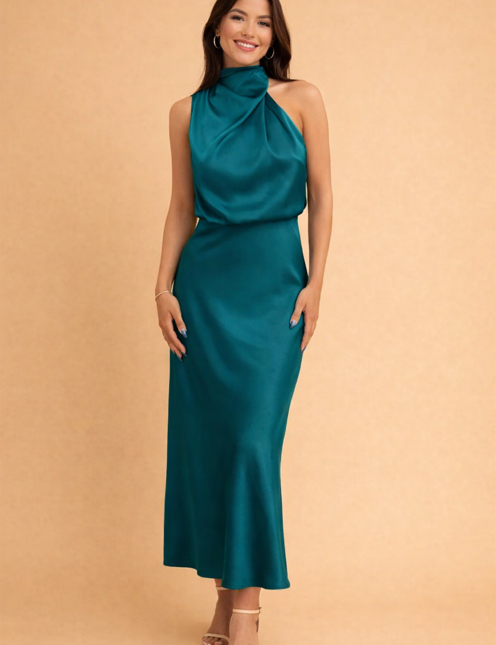 One-Shoulder Midi Dress for Women – Elegant Occasion Dress – Madelyn