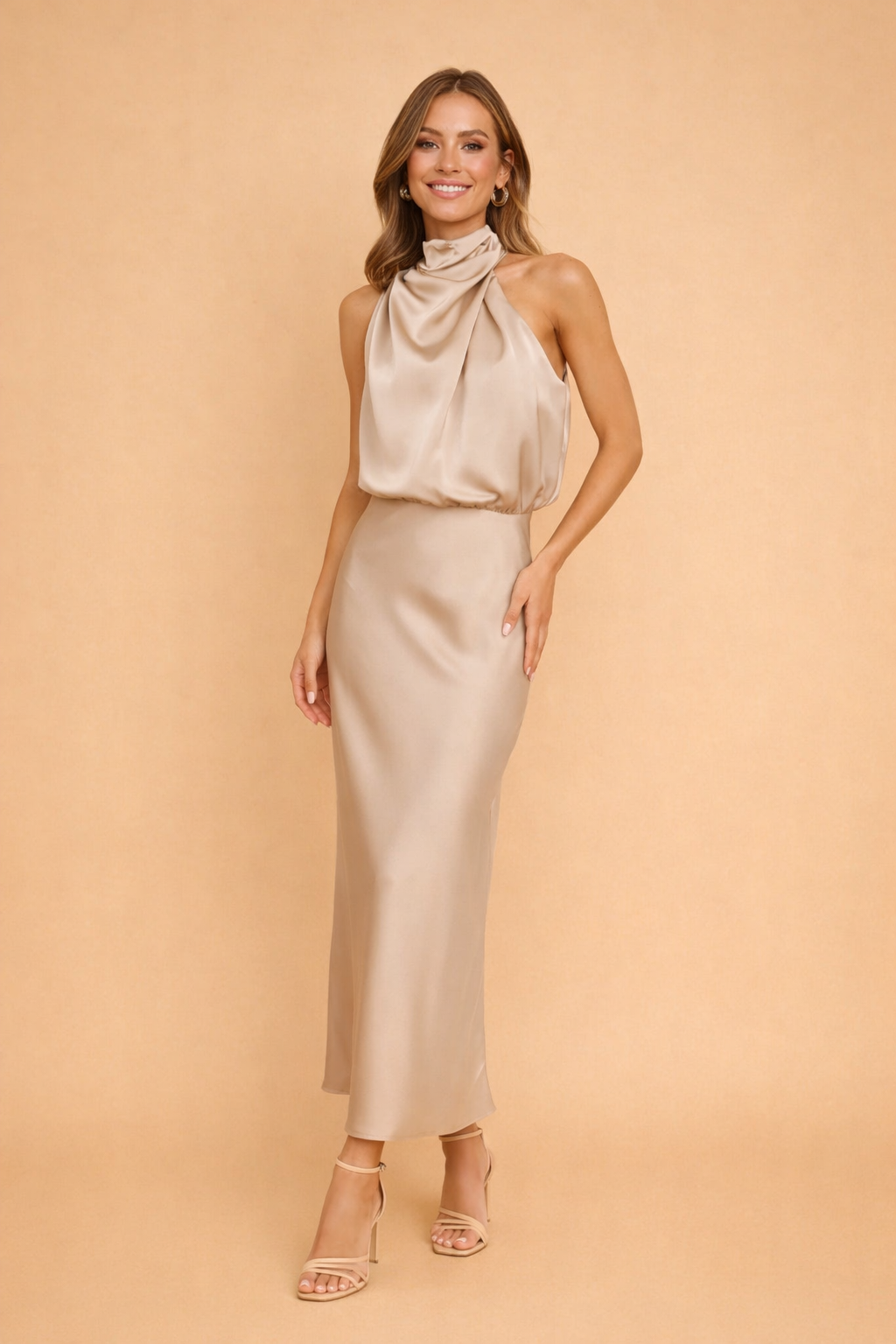 One-Shoulder Midi Dress for Women – Elegant Occasion Dress – Madelyn