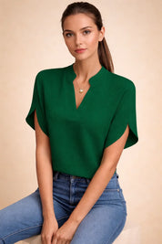 Vintage-Style Shirt for Women – Asymmetric-Hem Flattering Shirt – Magnolia
