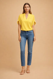 Vintage-Style Shirt for Women – Asymmetric-Hem Flattering Shirt – Magnolia