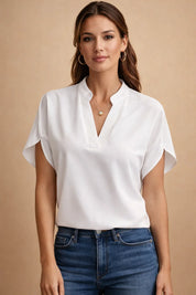 Vintage-Style Shirt for Women – Asymmetric-Hem Flattering Shirt – Magnolia