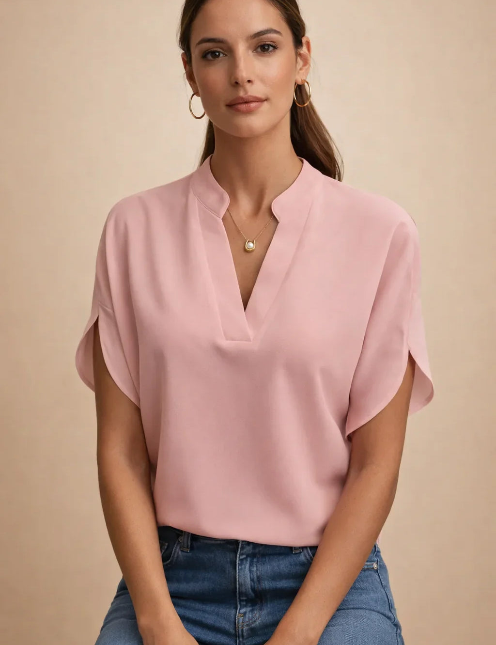 Vintage-Style Shirt for Women – Asymmetric-Hem Flattering Shirt – Magnolia