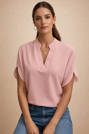 Vintage-Style Shirt for Women – Asymmetric-Hem Flattering Shirt – Magnolia