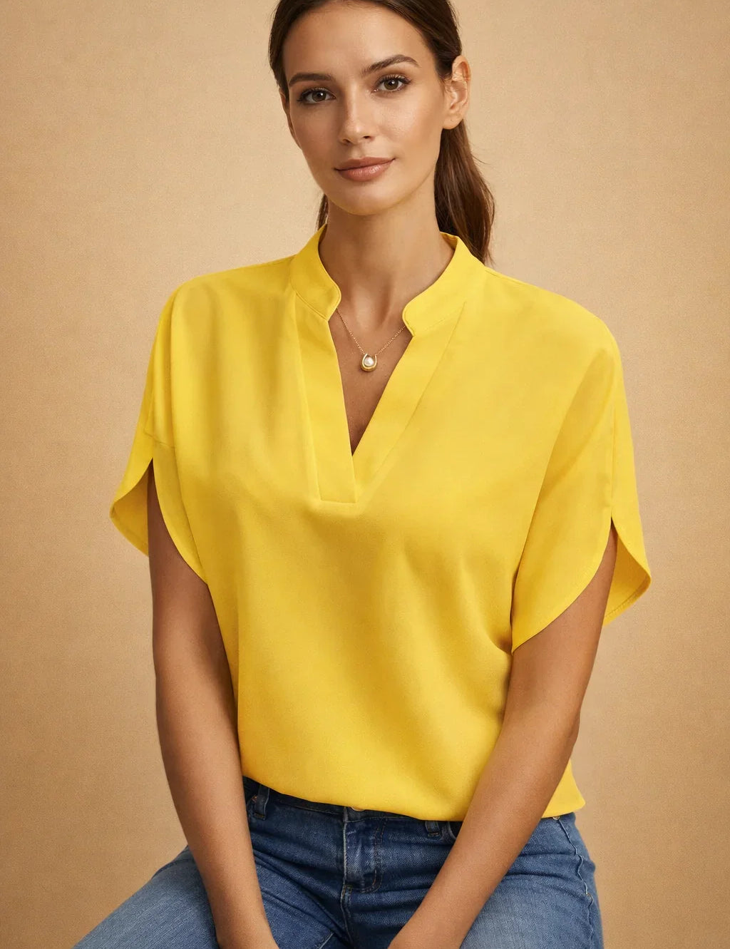 Vintage-Style Shirt for Women – Asymmetric-Hem Flattering Shirt – Magnolia