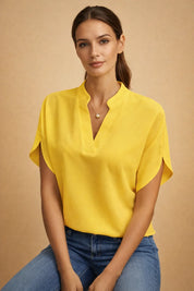 Vintage-Style Shirt for Women – Asymmetric-Hem Flattering Shirt – Magnolia
