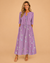 Floral Two-Piece Midi Dress for Women – Elegant Wedding Guest & Summer Dress