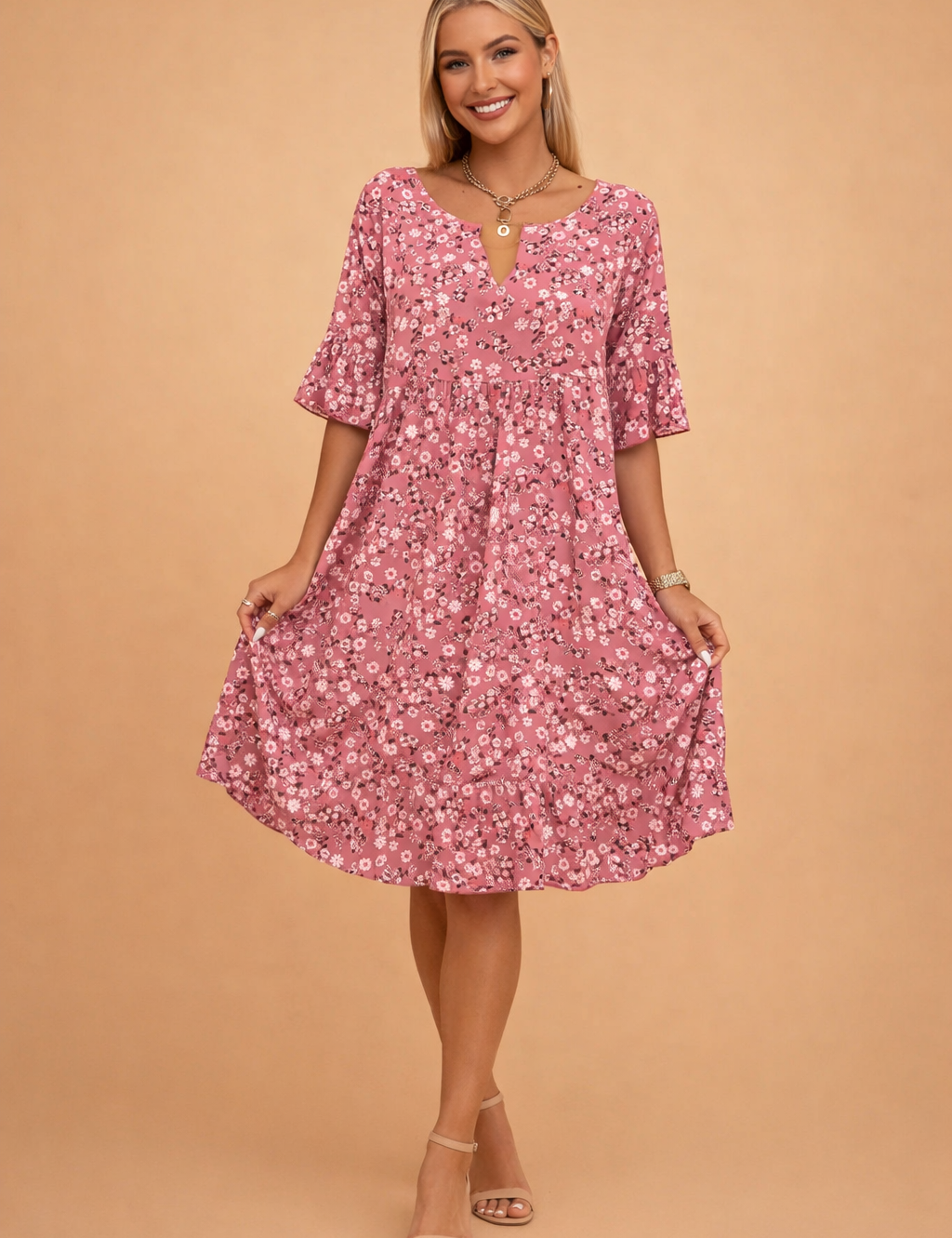 Floral Midi Dress for Women – Relaxed Summer Dress – Daisy