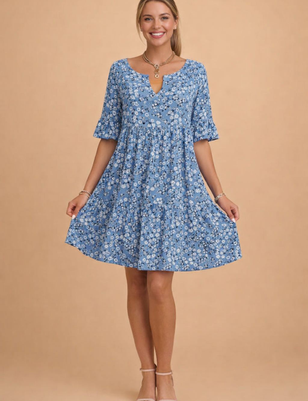 Floral Midi Dress for Women – Relaxed Summer Dress – Daisy