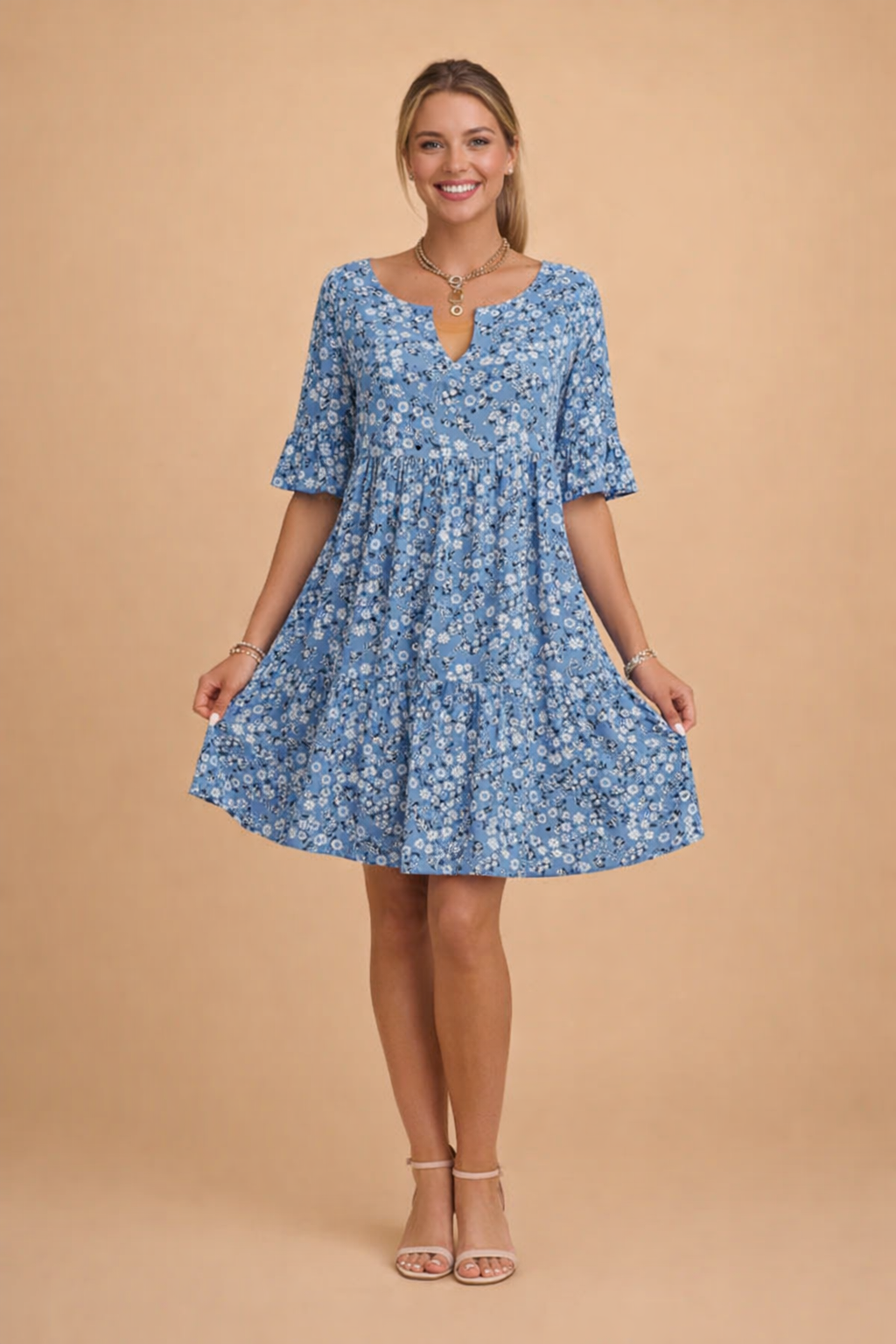 Floral Midi Dress for Women – Relaxed Summer Dress – Daisy