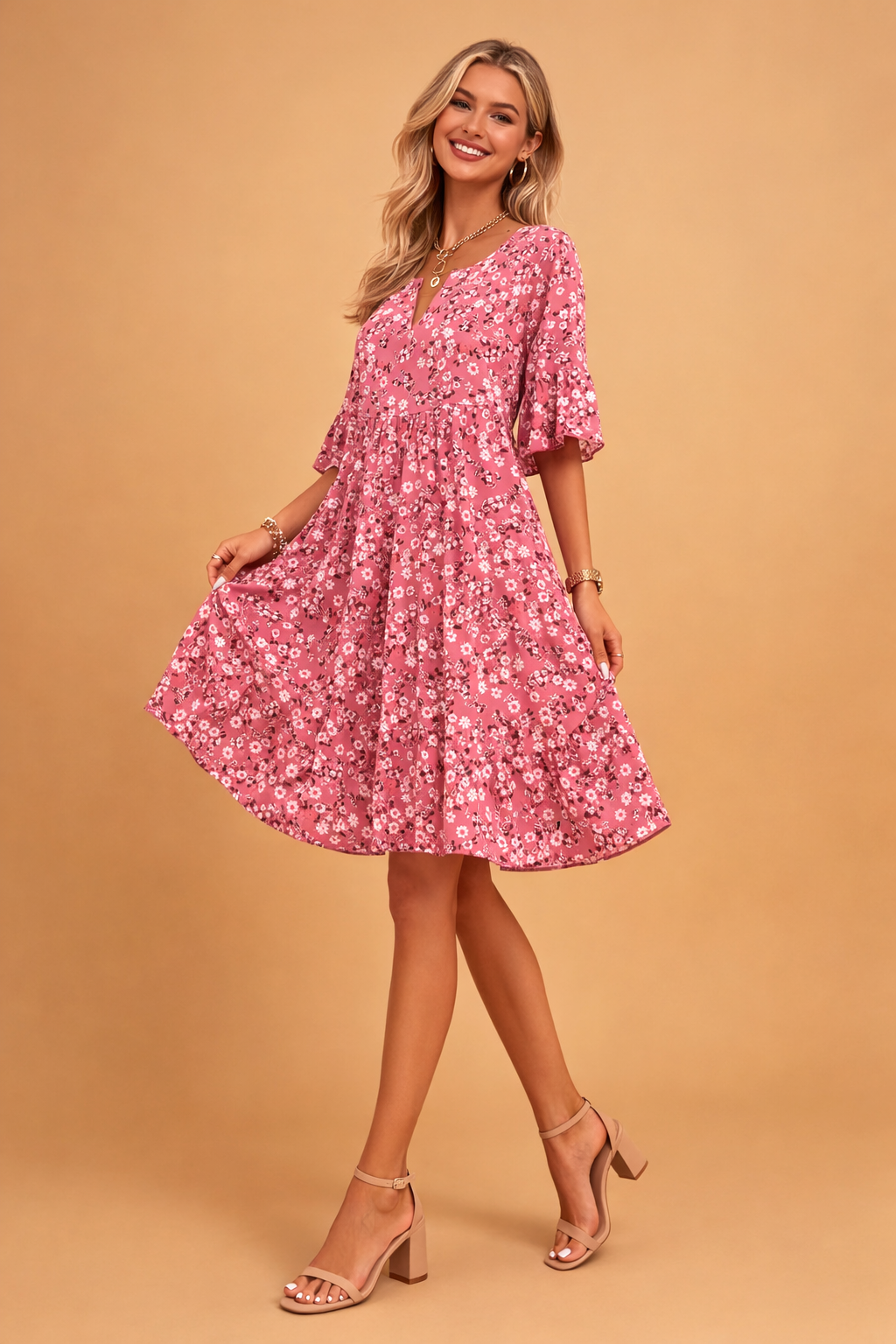 Floral Midi Dress for Women – Relaxed Summer Dress – Daisy