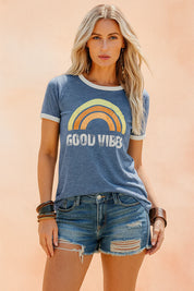 Good Vibes T-Shirt for Women – Slogan Casual Cotton Tee – Stormi