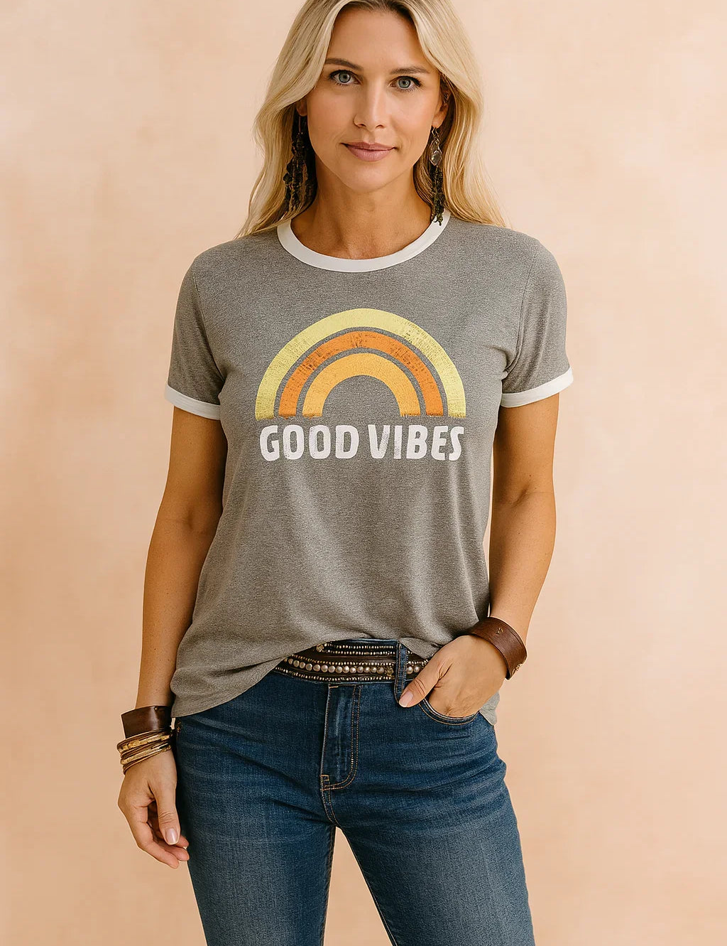 Good Vibes T-Shirt for Women – Slogan Casual Cotton Tee – Stormi
