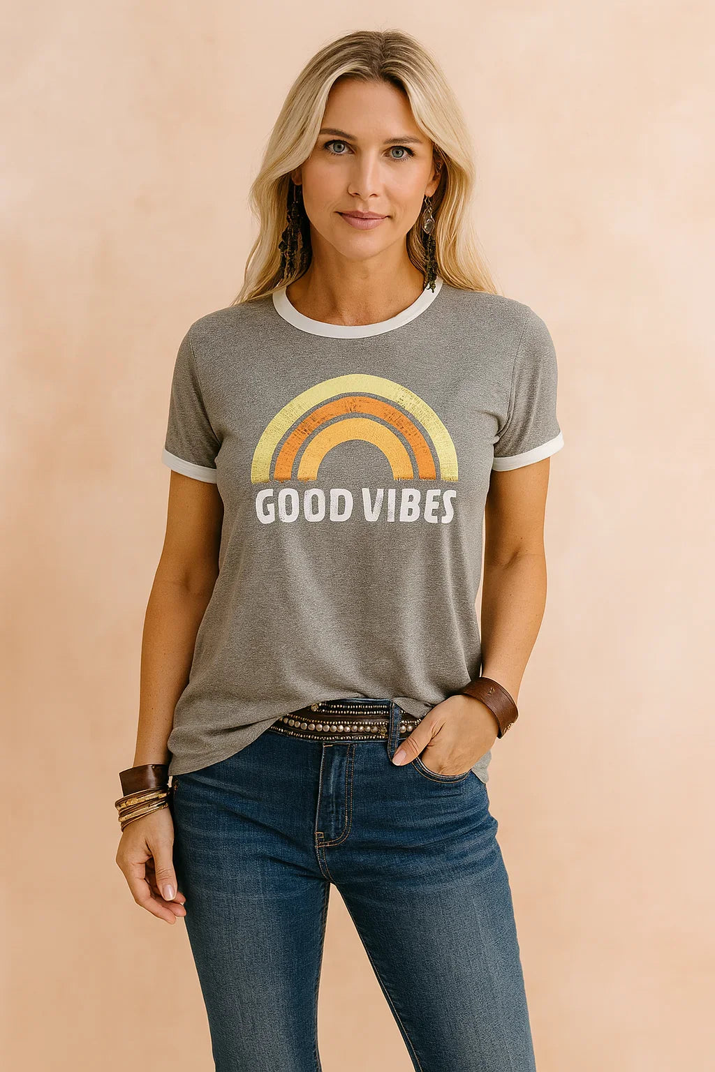 Good Vibes T-Shirt for Women – Slogan Casual Cotton Tee – Stormi