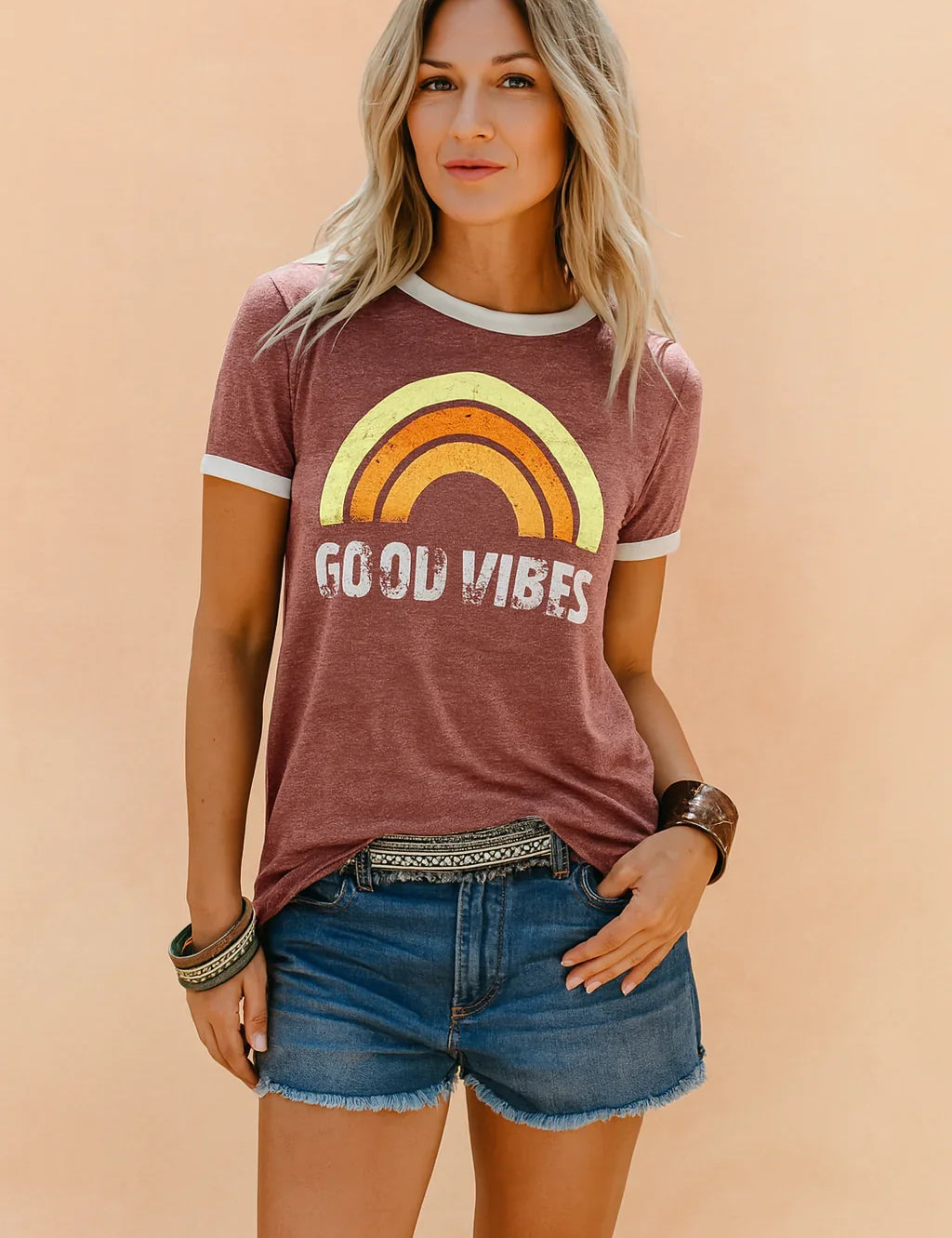 Good Vibes T-Shirt for Women – Slogan Casual Cotton Tee – Stormi
