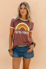 Good Vibes T-Shirt for Women – Slogan Casual Cotton Tee – Stormi