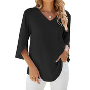 Chiffon V-Neck Blouse for Women – Bell-Sleeve Elegant Blouse – Jamy 3