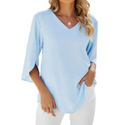 Chiffon V-Neck Blouse for Women – Bell-Sleeve Elegant Blouse – Jamy 4