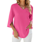 Chiffon V-Neck Blouse for Women – Bell-Sleeve Elegant Blouse – Jamy 5