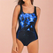 Brushstroke-Print One-Piece Swimsuit for Women – Artistic Bathing Suit 3
