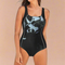 Brushstroke-Print One-Piece Swimsuit for Women – Artistic Bathing Suit 7