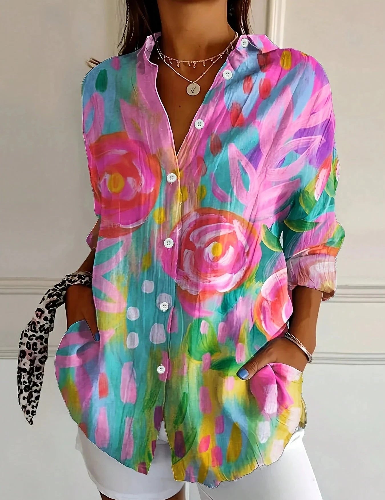 Colourful Printed Blouse for Women – Relaxed-Fit Top for Any Occasion 0