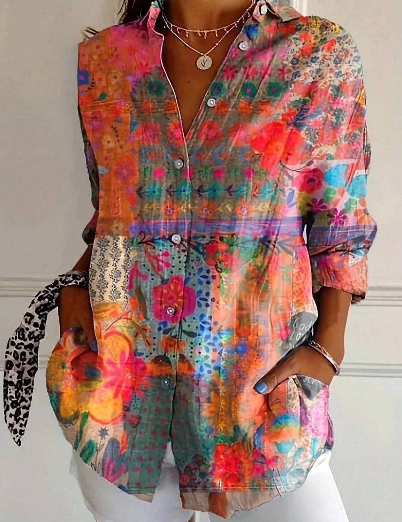 Colourful Printed Blouse for Women – Relaxed-Fit Top for Any Occasion 1