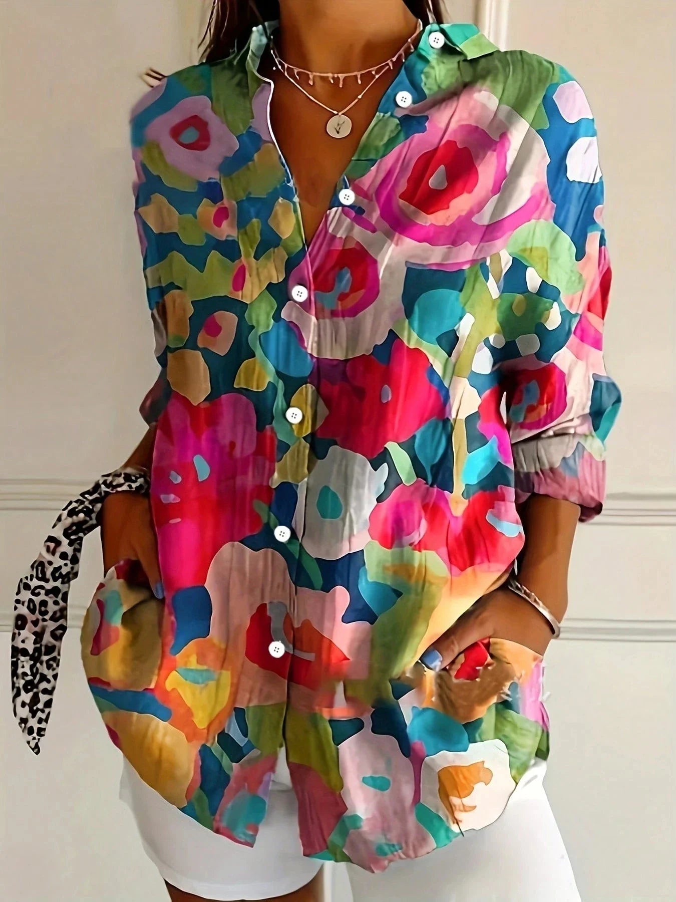 Colourful Printed Blouse for Women – Relaxed-Fit Top for Any Occasion 4
