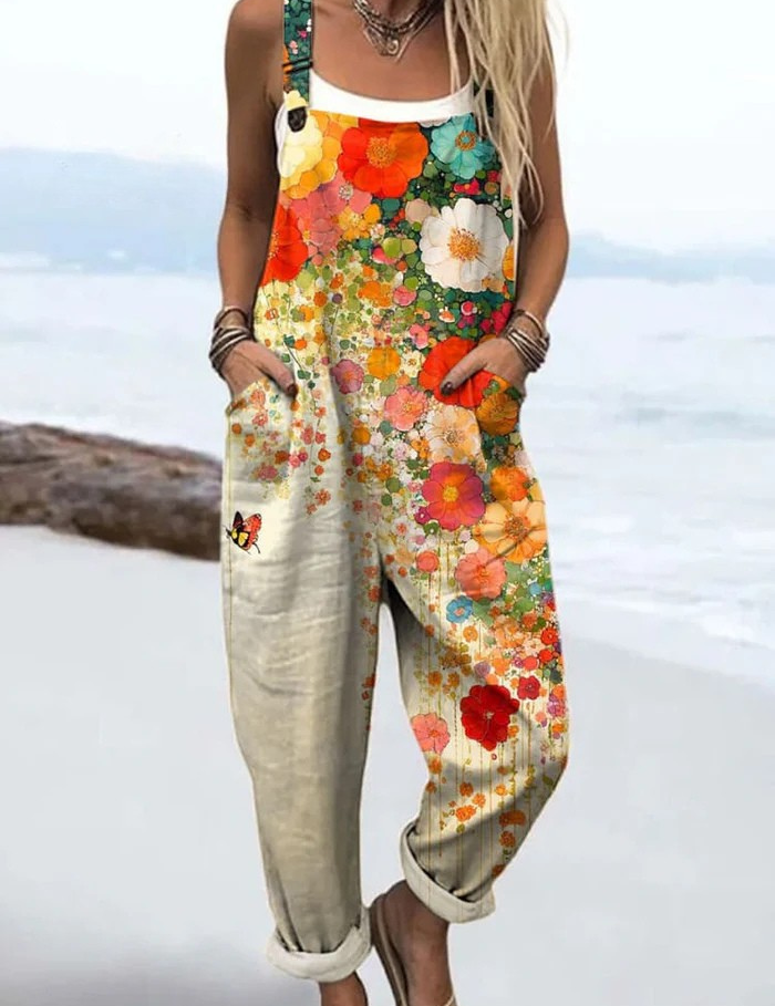 Floral Jumpsuit for Women – Vintage-Style Wide-Leg Summer Jumpsuit 0