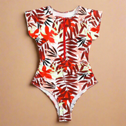 Leaf-Print One-Piece Swimsuit for Women – Zip-Front Bathing Suit for Beach & Pool 4