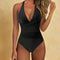 Wrap-Neck One-Piece Swimsuit for Women – Stylish Ruched Bathing Suit 0