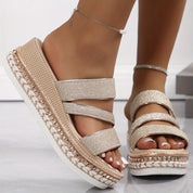 Women's Comfortable Spring Sandals – Champagne Wedge Sandals – Lorelei 4