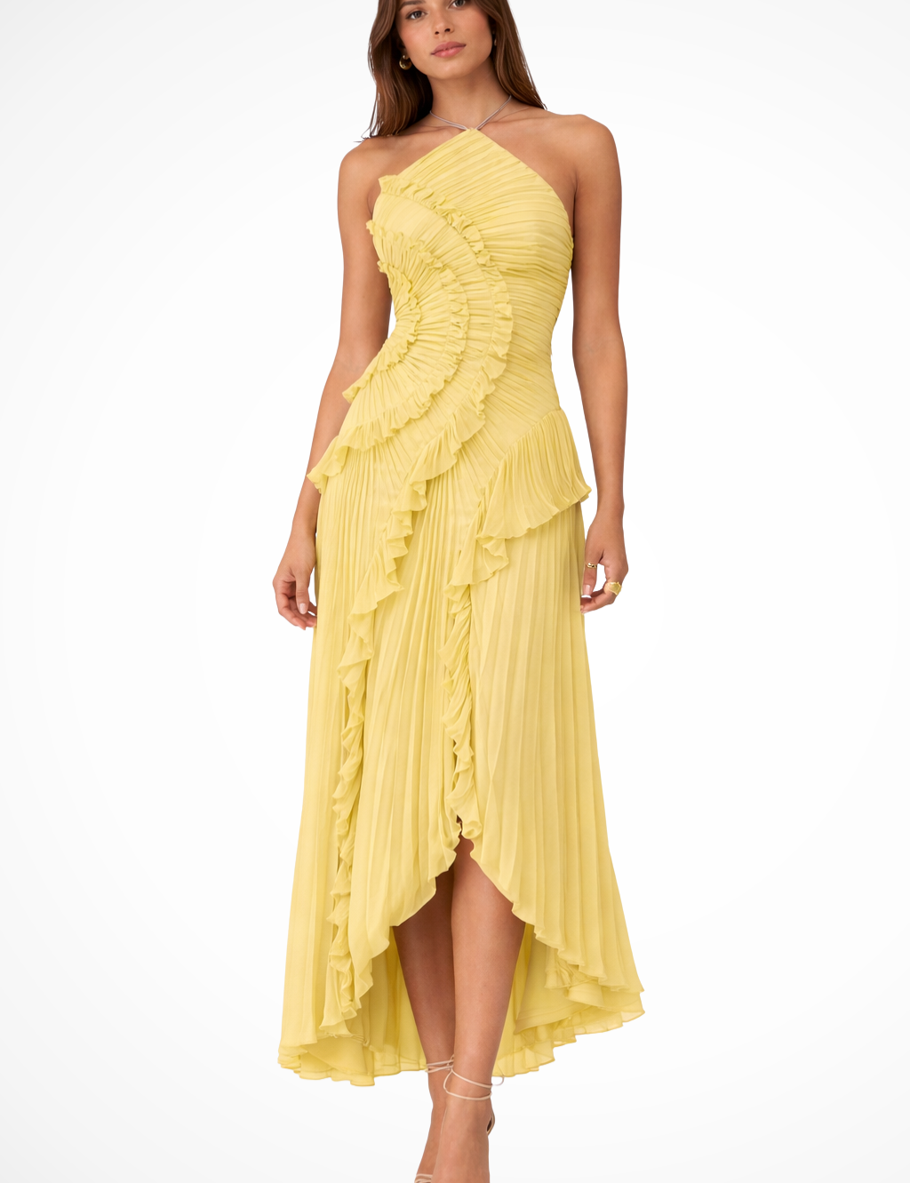 Open-Back Maxi Dress for Women – Ruffled Halter Neck Summer Dress 1