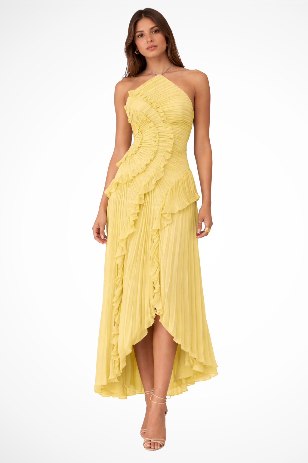 Open-Back Maxi Dress for Women – Ruffled Halter Neck Summer Dress 1