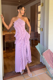 Open-Back Maxi Dress for Women – Ruffled Halter Neck Summer Dress 4