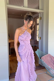Open-Back Maxi Dress for Women – Ruffled Halter Neck Summer Dress 7