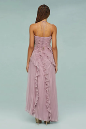 Open-Back Maxi Dress for Women – Ruffled Halter Neck Summer Dress 8