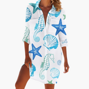 Long-Sleeve Shirt Dress for Women – Classic Collar Summer Dress 1