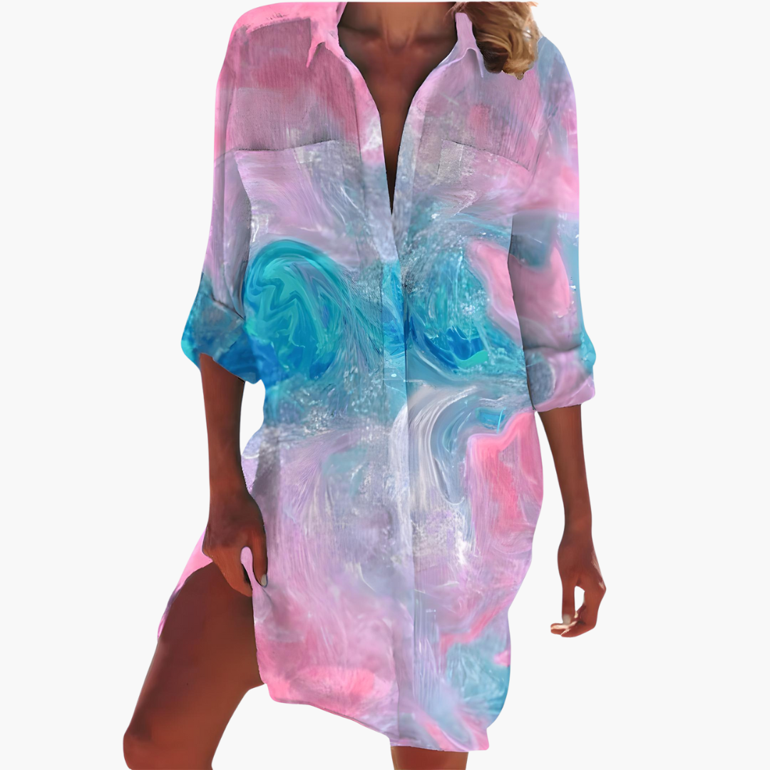 Long-Sleeve Shirt Dress for Women – Classic Collar Summer Dress 3