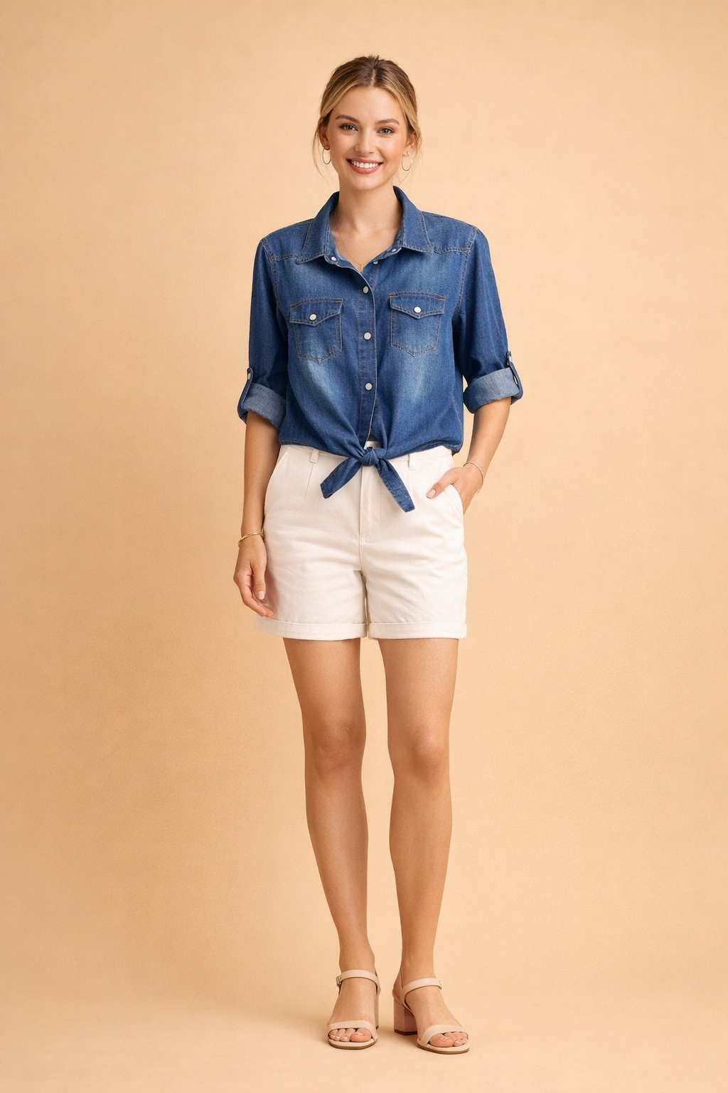 Denim Crop Top for Women – Relaxed Casual Everyday Top – Sapphire