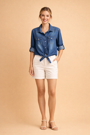 Denim Crop Top for Women – Relaxed Casual Everyday Top – Sapphire