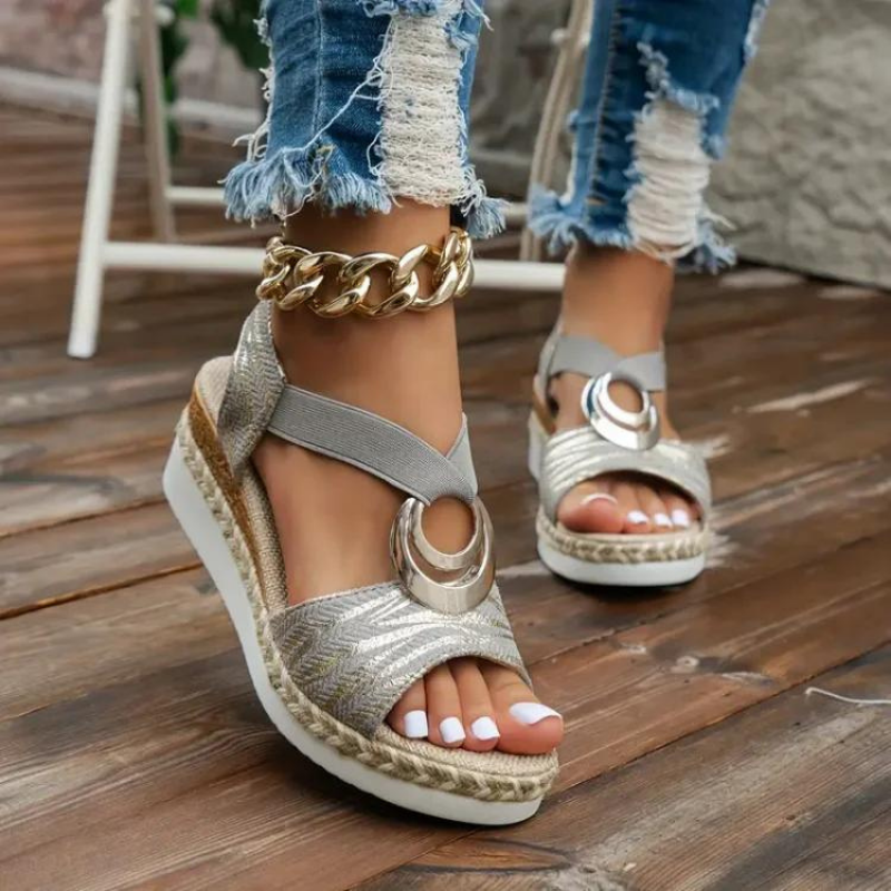 Women's Espadrille Slip-On Sandals with Textured Straps – Everyday Sandals – Mayla 0