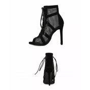 Women's Lace-Up Mesh Heeled Sandals – Elegant Summer Sandals – Nicka 5