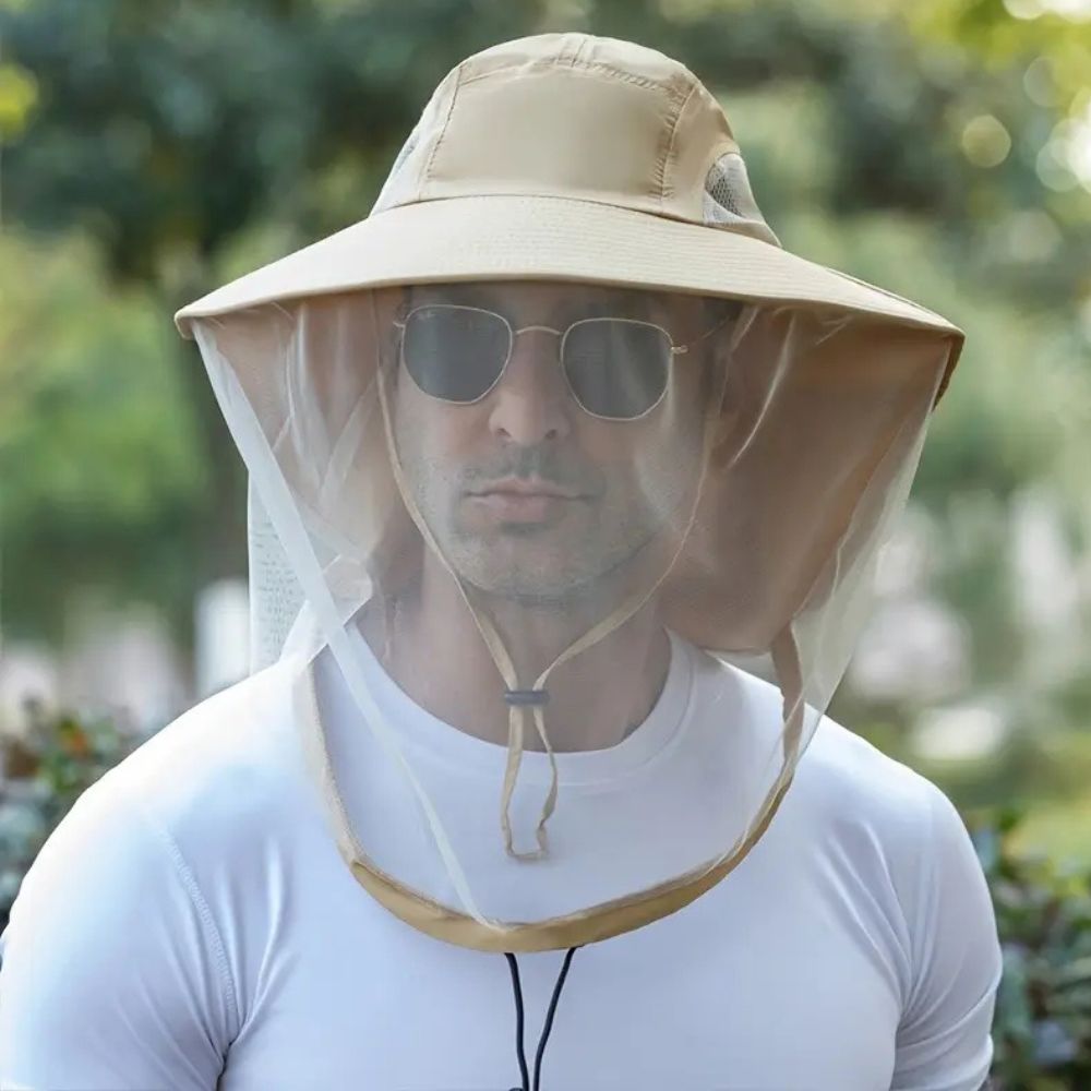 Wide-Brim Sun Hat with Mosquito Net – Breathable UV-Protection Outdoor Hat 2