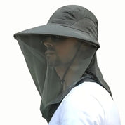Wide-Brim Sun Hat with Mosquito Net – Breathable UV-Protection Outdoor Hat 4